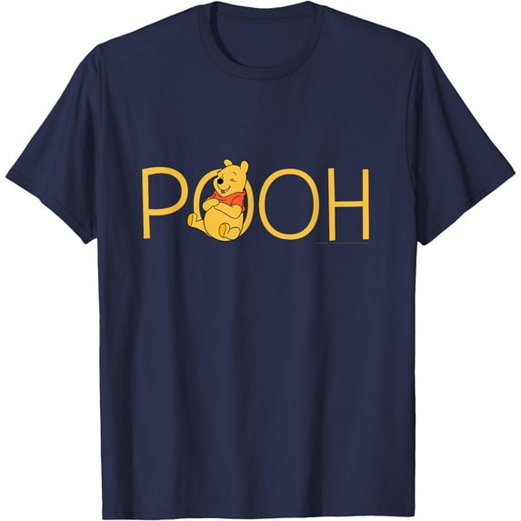 Winnie the Pooh Classic Lettering T-Shirt for Men Women, Navy Color, Size S