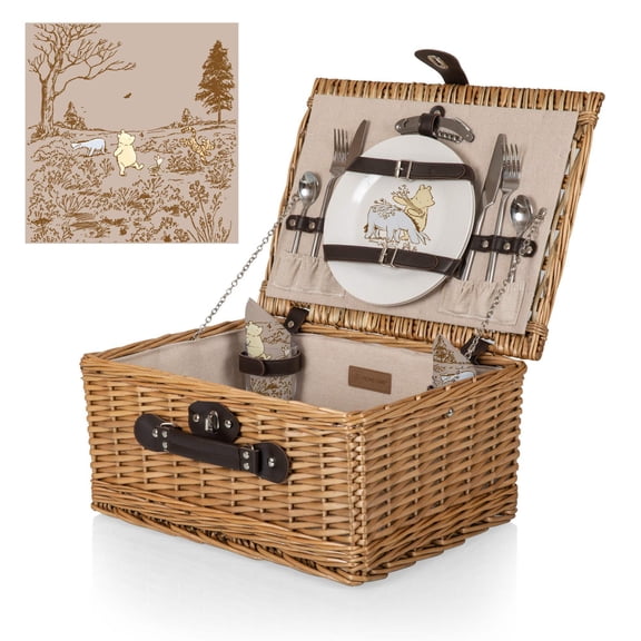 Winnie the Pooh - Classic Picnic Basket, Beige Canvas