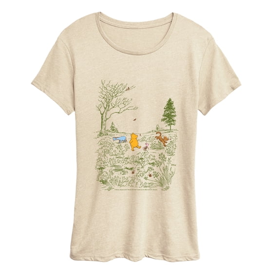 Winnie the Pooh - Cottagecore Scene Women's Short Sleeve Graphic T-Shirt