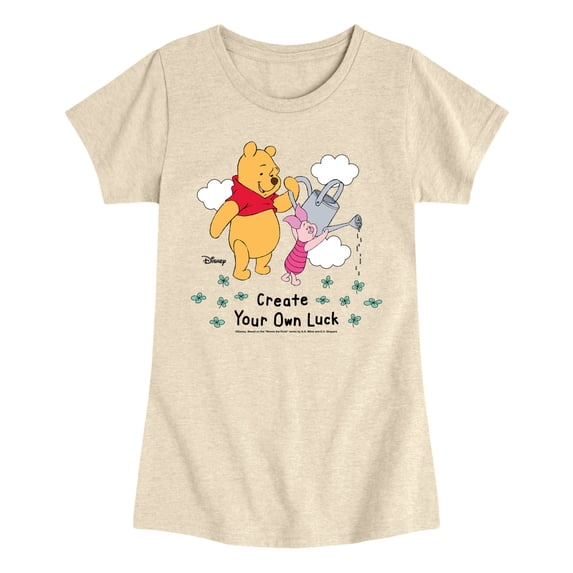 Winnie the Pooh - Create Own Luck - Youth Girls Fitted Short Sleeve T-Shirt
