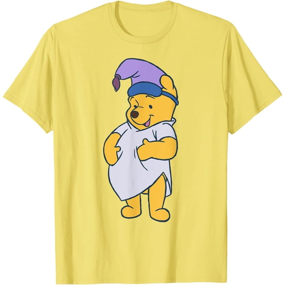 Winnie the Pooh Cute Bear Ready To Sleep Big Portrait Unisex Softstyle T-Shirt for Men Women Kids,Cornsilk Color,Size XL