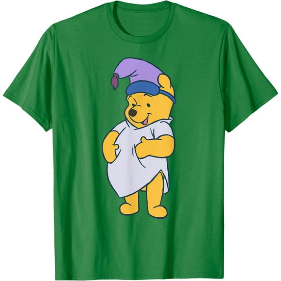 Winnie the Pooh Cute Bear Ready To Sleep Big Portrait Unisex Softstyle T-Shirt for Men Women Kids,Irish Green Color,Size XL