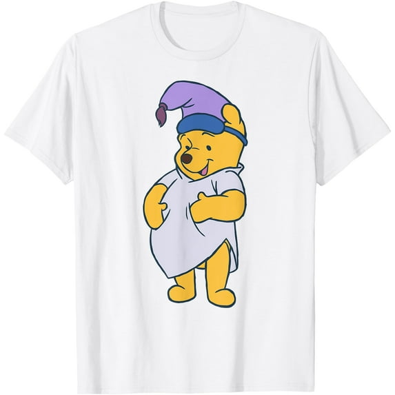 Winnie the Pooh Cute Bear Ready To Sleep Big Portrait Unisex Softstyle T-Shirt for Men Women Kids,Light Blue Color,Size L