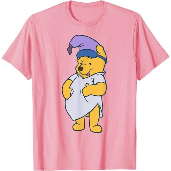 Winnie the Pooh Cute Bear Ready To Sleep Big Portrait Unisex Softstyle T-Shirt for Men Women Kids,Light Pink Color,Size 2XL