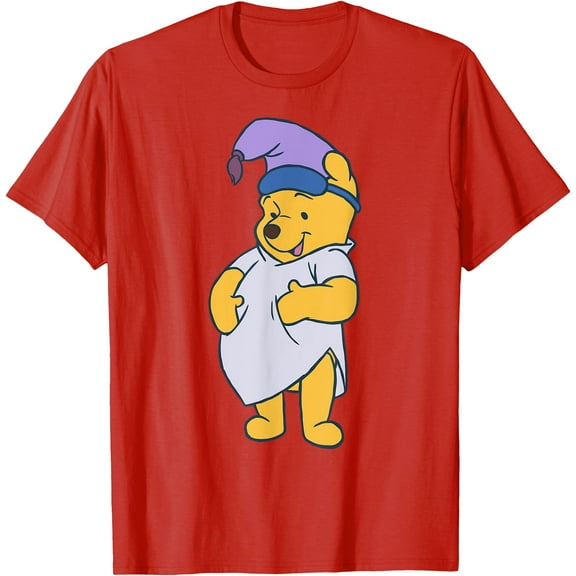 Winnie the Pooh Cute Bear Ready To Sleep Big Portrait Unisex Softstyle T-Shirt for Men Women Kids,Red Color,Size 3XL