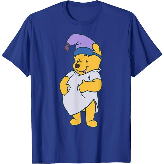Winnie the Pooh Cute Bear Ready To Sleep Big Portrait Unisex Softstyle T-Shirt for Men Women Kids,Royal Blue Color,Size 2XL