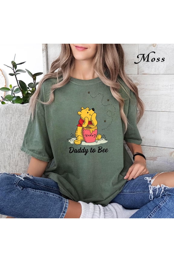 Winnie the Pooh Daddy To Bee Comfort Colors T-Shirt Future Dad Father's Day Gift,Light Green Color,Size 2XL