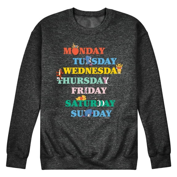 Winnie the Pooh - Days of the Week with Piglet, Tigger, Eeyore - Men's Crew Neck Fleece Pullover