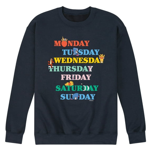Winnie the Pooh - Days of the Week with Piglet, Tigger, Eeyore - Men's Crew Neck Fleece Pullover