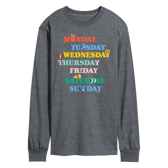 Winnie the Pooh - Days of the Week with Piglet, Tigger, Eeyore - Men's Long Sleeve T-Shirt