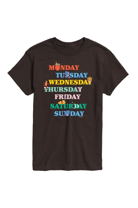 - Days of the Week with Piglet, Tigger, Eeyore - Men's Short Sleeve Graphic T-Shirt