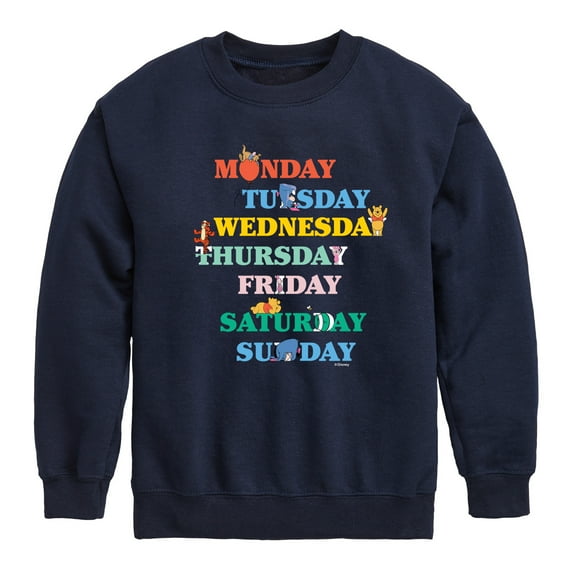 Winnie the Pooh - Days of the Week with Piglet, Tigger, Eeyore - Toddler And Youth Crewneck Fleece Sweatshirt