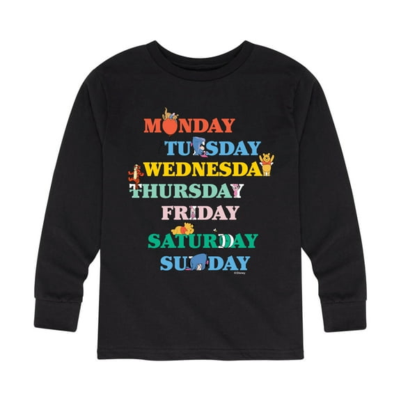 Winnie the Pooh - Days of the Week with Piglet, Tigger, Eeyore - Toddler And Youth Long Sleeve Graphic T-Shirt