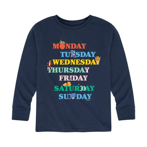 Winnie the Pooh - Days of the Week with Piglet, Tigger, Eeyore - Toddler And Youth Long Sleeve Graphic T-Shirt