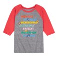 thumbnail image 1 of Winnie the Pooh - Days of the Week with Piglet, Tigger, Eeyore - Toddler And Youth Raglan Graphic T-Shirt, 1 of 1