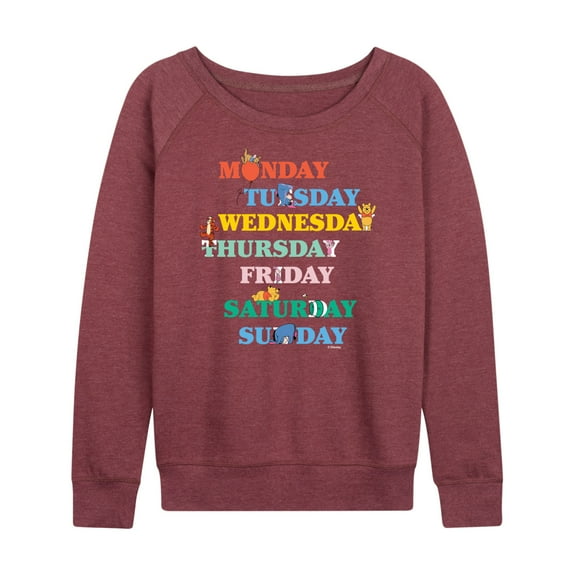 Winnie the Pooh - Days of the Week with Piglet, Tigger, Eeyore - Women's Lightweight French Terry Long Sleeve Shirt