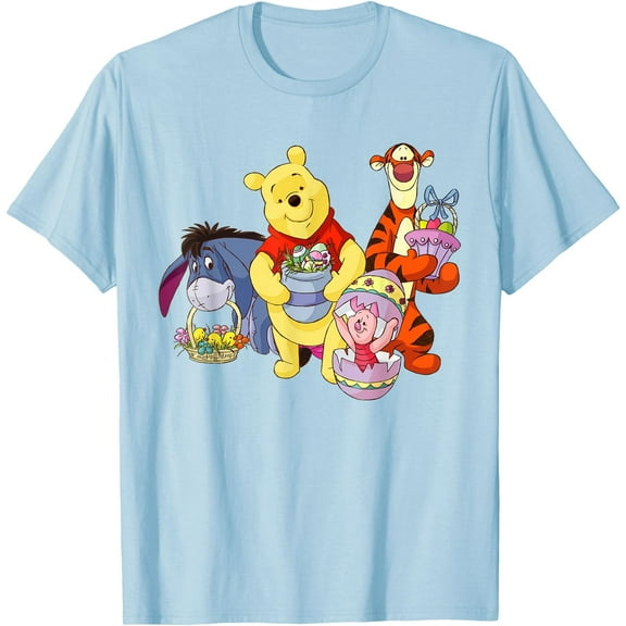 Winnie the Pooh Easter Characters Unisex Softstyle T-Shirt for Men Women Kids,Light Blue Color,Size YXS