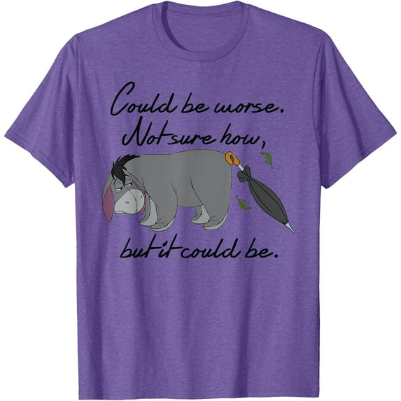 Winnie the Pooh Eeyore Could be Worse Unisex Softstyle T-Shirt for Men Women Kids,Purple Heather Color,Size 4XL