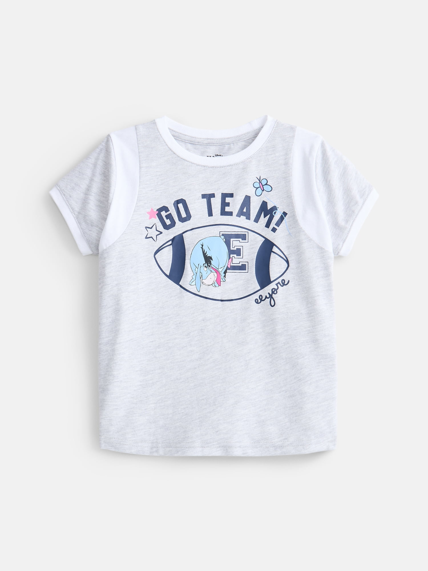 Winnie the Pooh Eeyore Girls Graphic Game Day Tee with Short Sleeves, Sizes 4-16