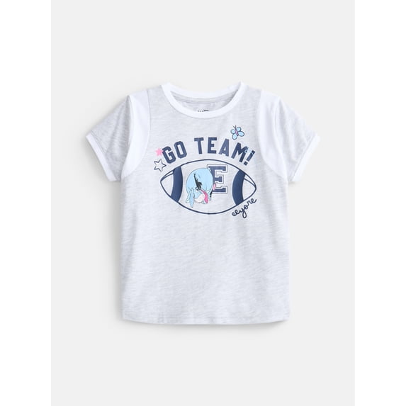 Winnie the Pooh Eeyore Girls Graphic Game Day Tee with Short Sleeves, Sizes 4-16