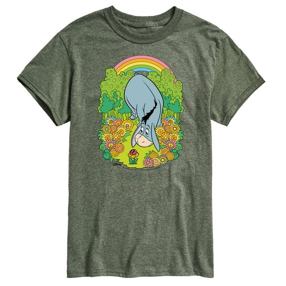 Winnie the Pooh - Eeyore Grazing Through Flowers - Rainbow - Men's Short Sleeve Graphic T-Shirt