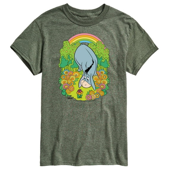 Winnie the Pooh - Eeyore Grazing Through Flowers - Rainbow - Men's Short Sleeve Graphic T-Shirt