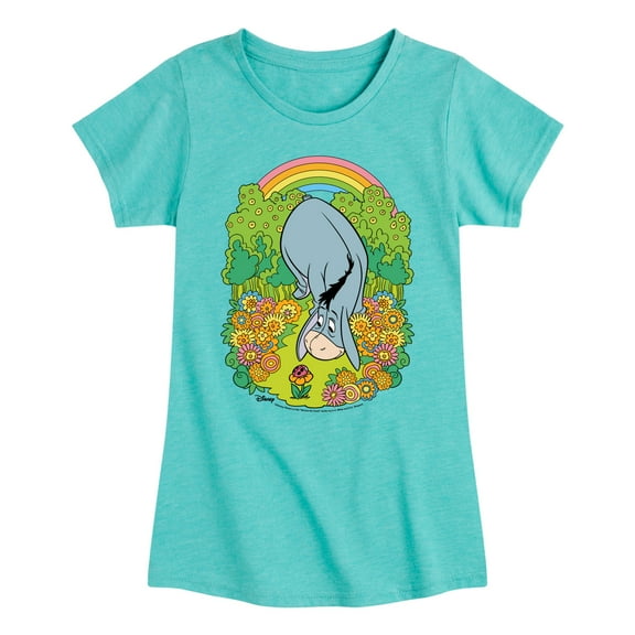 Winnie the Pooh - Eeyore Grazing Through Flowers - Rainbow - Toddler And Youth Girls Short Sleeve Graphic T-Shirt