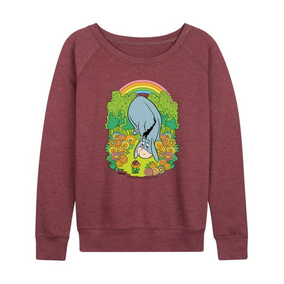 Winnie the Pooh - Eeyore Grazing Through Flowers - Rainbow - Women's Lightweight French Terry Long Sleeve Shirt