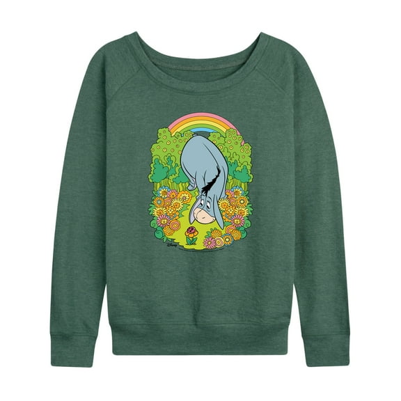 Winnie the Pooh - Eeyore Grazing Through Flowers - Rainbow - Women's Lightweight French Terry Long Sleeve Shirt