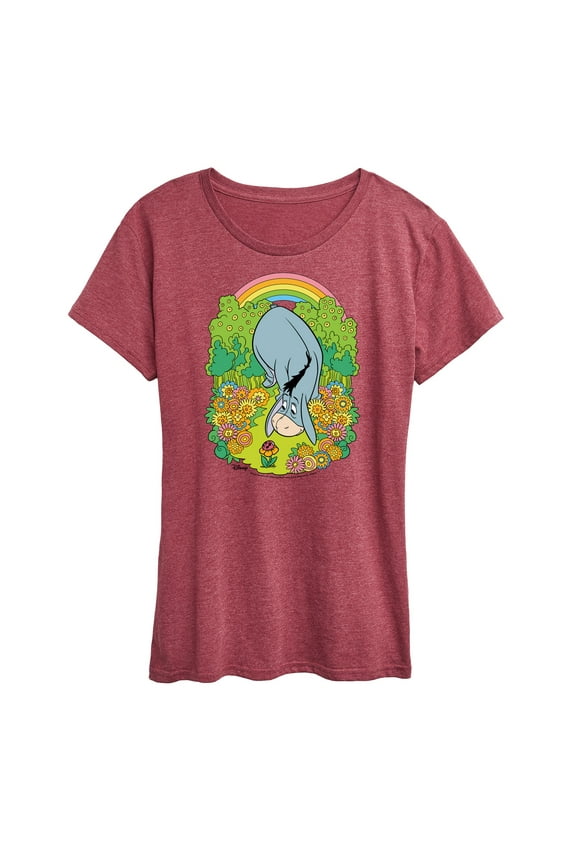 - Eeyore Grazing Through Flowers - Rainbow - Women's Short Sleeve Graphic T-Shirt