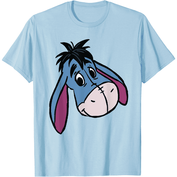 Winnie the Pooh Eeyore Happy Big Face Unisex Softstyle T-Shirt for Men Women Kids,Light Blue Color,Size 2XL