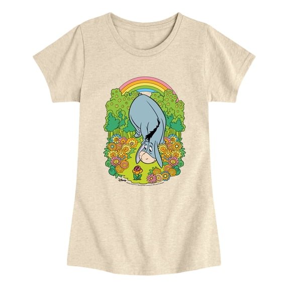 Winnie the Pooh - Eeyore Rainbow Flowers - Youth Girls Fitted Short Sleeve T-Shirt
