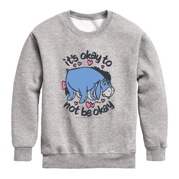 Winnie the Pooh - Eeyore it's Ok to Not Be Ok Boys' Graphic Long Sleeve Fleece Sweatshirt
