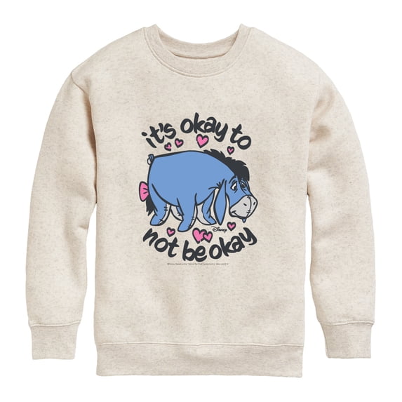 Winnie the Pooh - Eeyore it's Ok to Not Be Ok Boys' Graphic Long Sleeve Fleece Sweatshirt