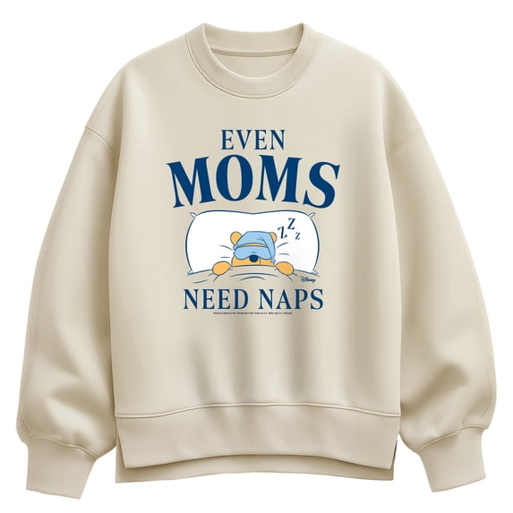Winnie the Pooh - Even Moms Need Naps - Women's Oversized Fleece Crew Sweatshirt