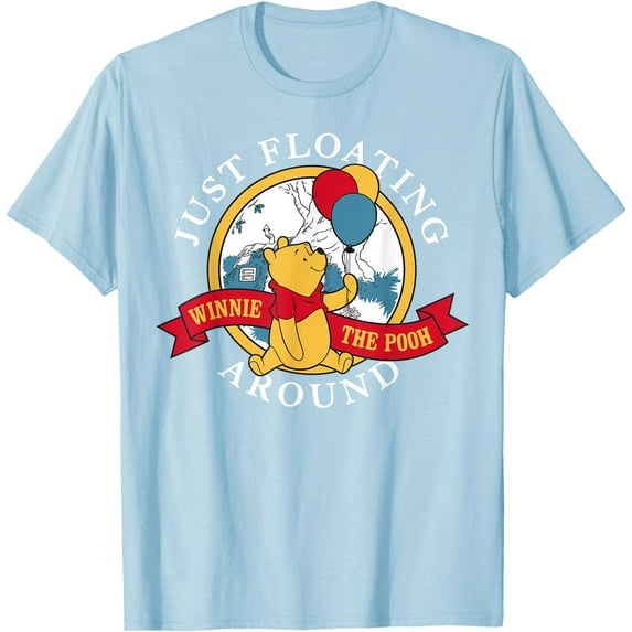 Winnie the Pooh Floating Around Balloon Unisex Softstyle T-Shirt for Men Women Kids,Light Blue Color,Size 3T