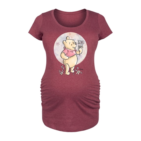 Winnie the Pooh - Floral Circle Pooh - Women's Maternity Scoop Neck Graphic T-Shirt