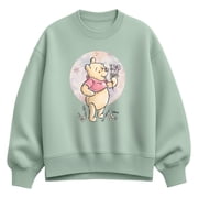 Winnie the Pooh - Floral Circle Pooh - Women's Oversized Fleece Crew Sweatshirt