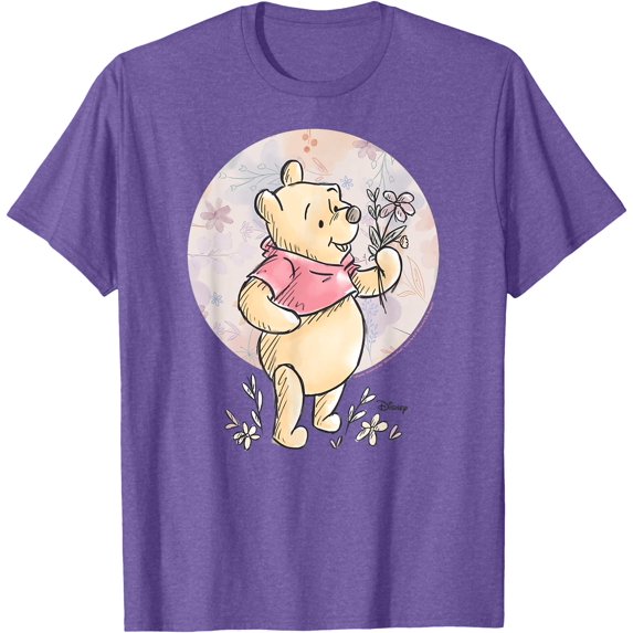 Winnie the Pooh - Floral Circle T-Shirt for Men Women, Violet Color, Size S
