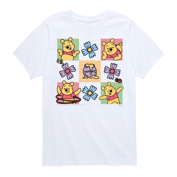 Winnie the Pooh - Floral Grid - Youth Boys Short Sleeve Graphic T-Shirt