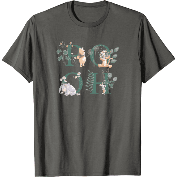 Winnie the Pooh Flowers Unisex Softstyle T-Shirt for Men Women Kids,Charcoal Color,Size M