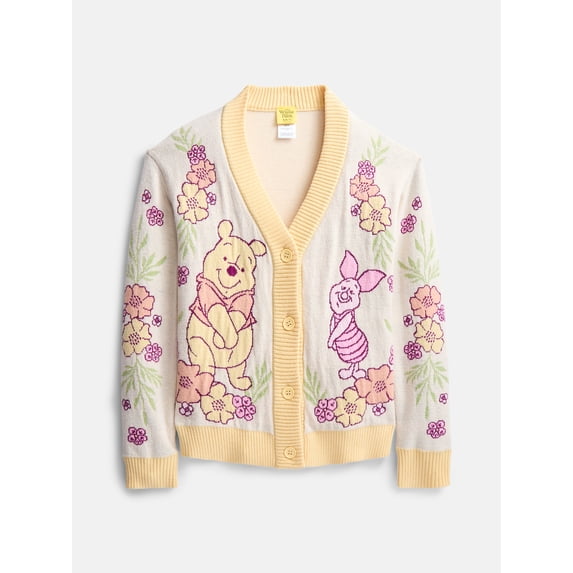 Winnie the Pooh Girls Graphic Cardigan with Long Sleeves, Sizes 4-16
