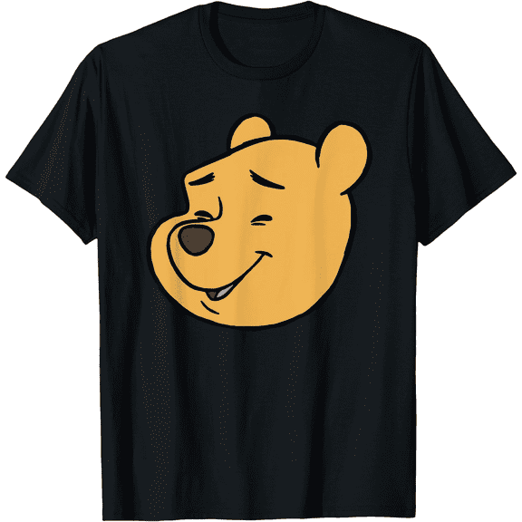 Winnie the Pooh Happy Big Face Unisex Softstyle T-Shirt for Men Women Kids,Black Color,Size YS