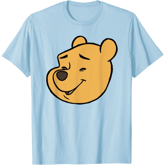 Winnie the Pooh Happy Big Face Unisex Softstyle T-Shirt for Men Women Kids,Light Blue Color,Size 2T