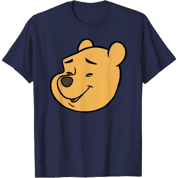 Winnie the Pooh Happy Big Face Unisex Softstyle T-Shirt for Men Women Kids,Navy Color,Size YL