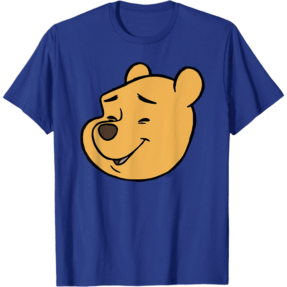 Winnie the Pooh Happy Big Face Unisex Softstyle T-Shirt for Men Women Kids,Royal Blue Color,Size YM