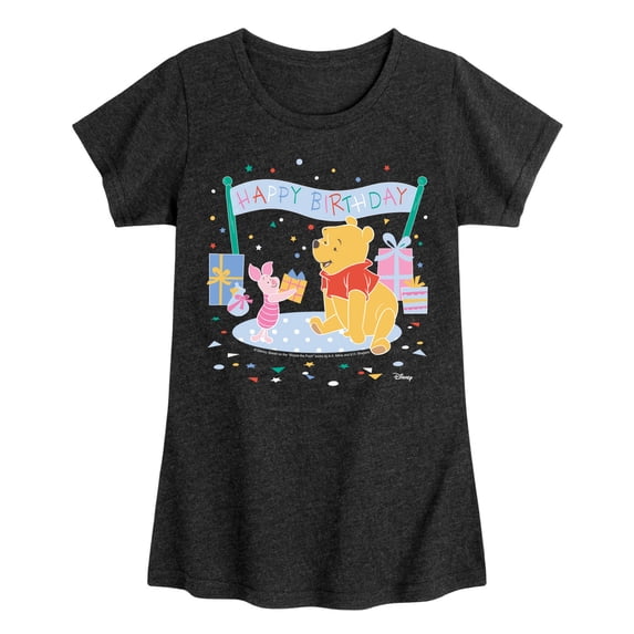 Winnie the Pooh - Happy Birthday - Youth Girls Fitted Short Sleeve T-Shirt