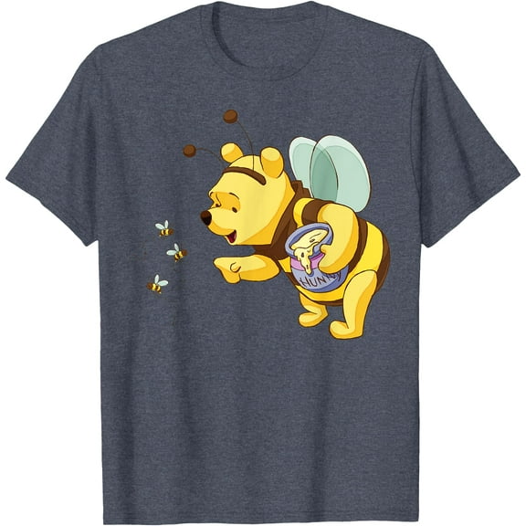 Winnie the Pooh Honey Bee Unisex Softstyle T-Shirt for Men Women Kids,Heather Navy Color,Size M