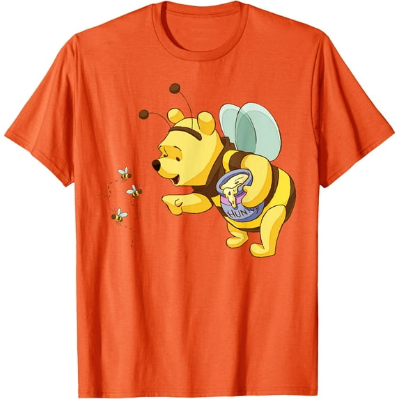 Winnie the Pooh Honey Bee Unisex Softstyle T-Shirt for Men Women Kids,Orange Color,Size L