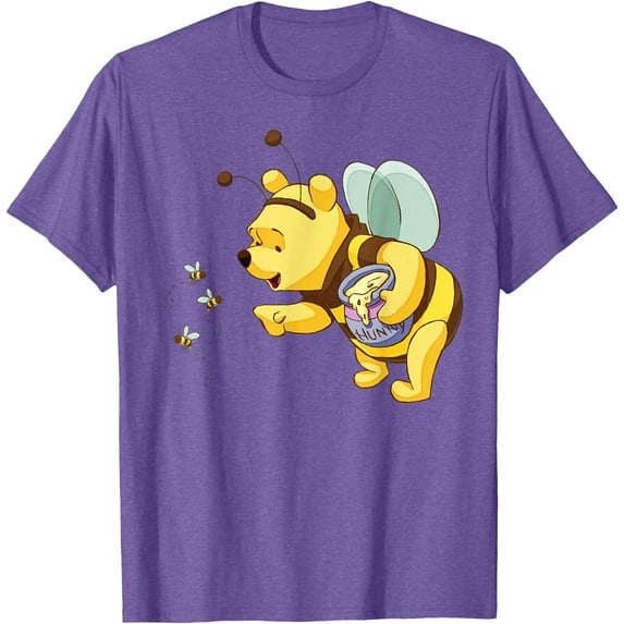 Winnie the Pooh Honey Bee Unisex Softstyle T-Shirt for Men Women Kids,Purple Heather Color,Size YXS